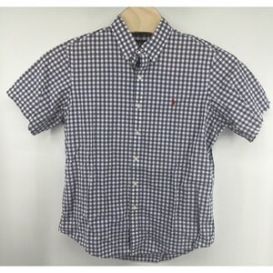 Ralph Lauren S/S Gingham Button Front Shirt Blue/Purple White Check Plaid